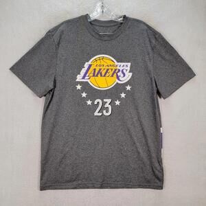 Los Angeles La Lakers Lebron James Nba T Shirt Gray Mens Tee Size L 1